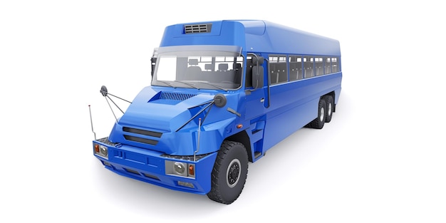 Ônibus para transportar trabalhadores para áreas de difícil acesso ilustração 3D