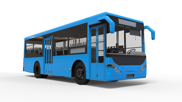 Ônibus urbano azul pequeno em branco