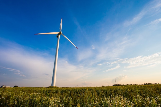 Única turbina eólica produzindo eletricidade para área agrícola