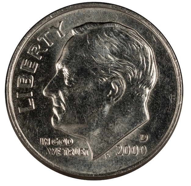 nickel dime USA, aislado