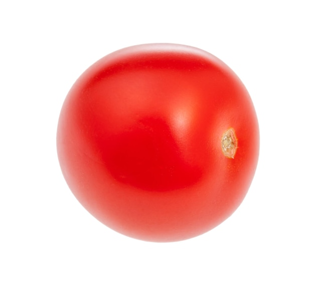 Único pequeno tomate cereja vermelho fresco isolado