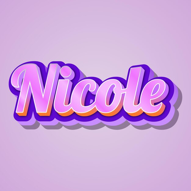 Nicole Typographie 3D-Design süßer Text Wort cooles Hintergrundfoto jpg