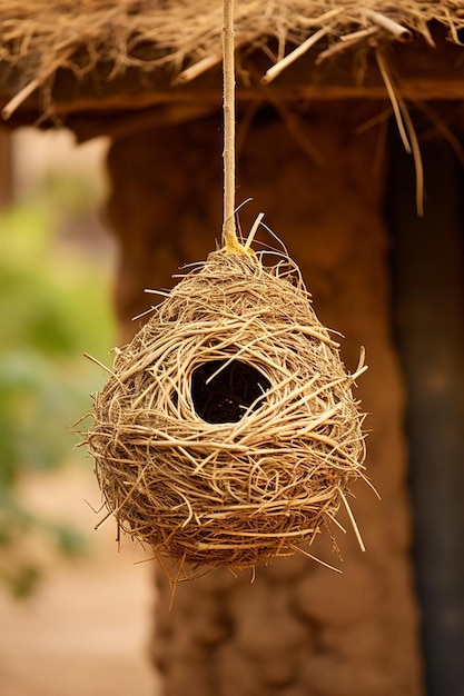 nido de pájaro i jardín casa de paja para eags