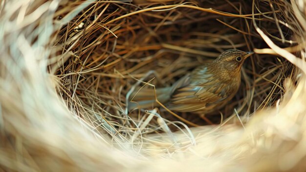 El nido de los pájaros en primer plano IA generativa