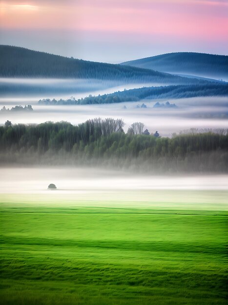 Niebla de campo en estilo papercut con tonos pastel Generativo AI Generado