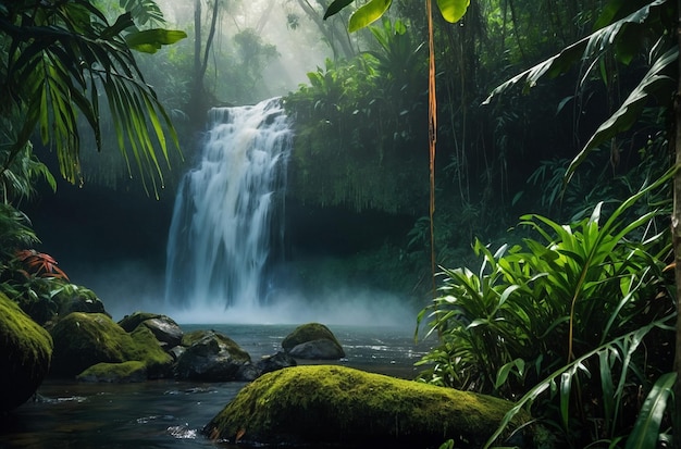 La niebla de las cascadas de la selva