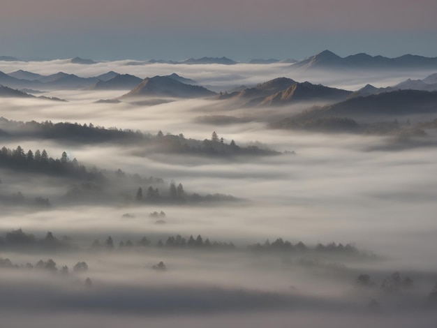 Foto la niebla cubre el valle