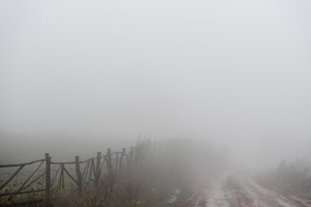 Niebla desigual del seto del camino en el pueblo armenio