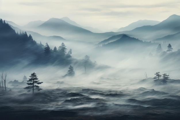 Una niebla etérea cubre un paisaje del purgatorio injustamente desolado pero extrañamente sereno