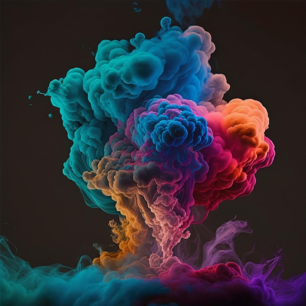 Niebla de humo de colores de fantasía y nubes en AI generativo negro