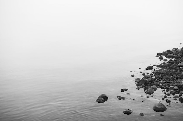 Niebla en el lago Mañana naturaleza agua y niebla blanca