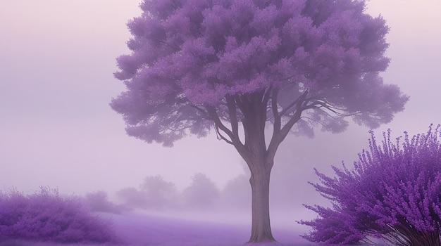 La niebla de lavanda hasta el púrpura del crepúsculo