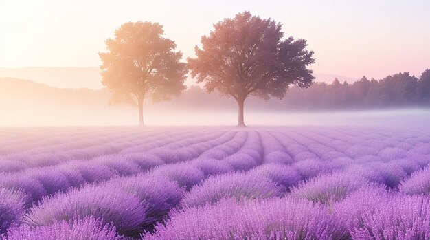 Foto la niebla de lavanda hasta el púrpura del crepúsculo