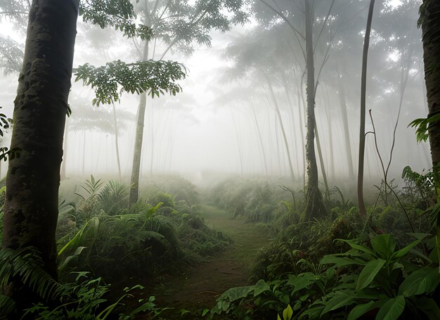 Foto la niebla de la mañana de la jungla