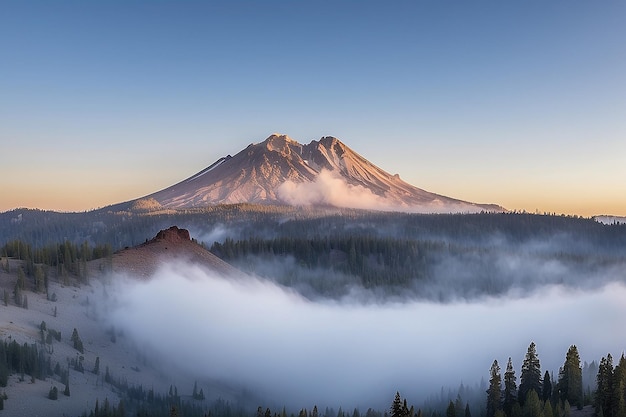 La niebla de la mañana en el volcán Lassen