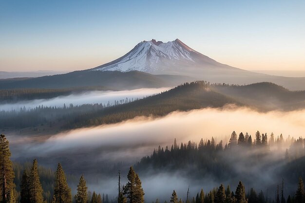 La niebla de la mañana en el volcán Lassen