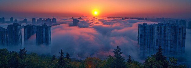 La niebla matutina sobre la ciudad