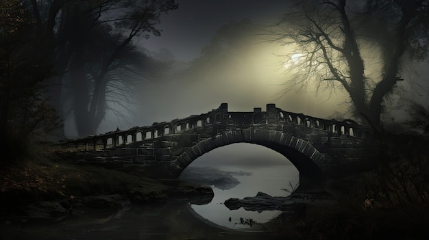 Una niebla misteriosa sobre un puente embrujado