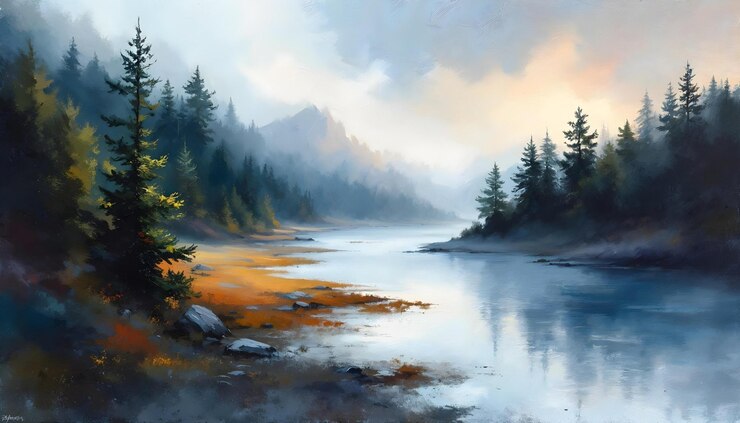 La niebla en la naturaleza El fondo del paisaje