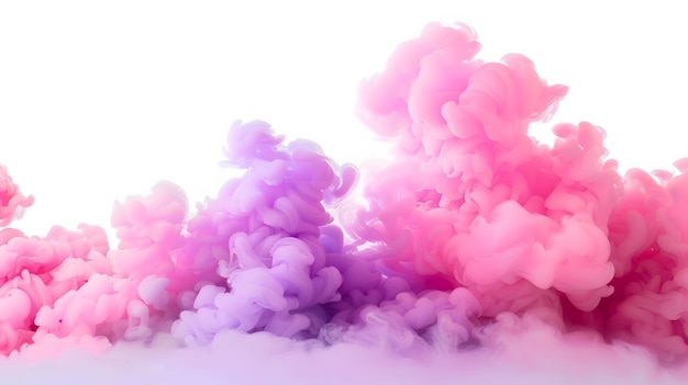 La niebla rosa de la fiesta aislada la espesa nube de humo púrpura el fondo blanco