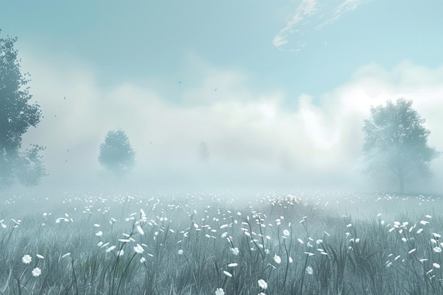 La niebla soñadora rodando sobre las tranquilas praderas