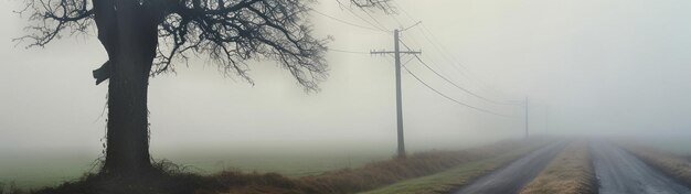 niebla en el suelo al anochecer