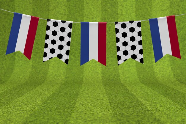 Niederländische Flagge und Fußball-Textur Fußball-Flagge Ammer 3D-Rendering