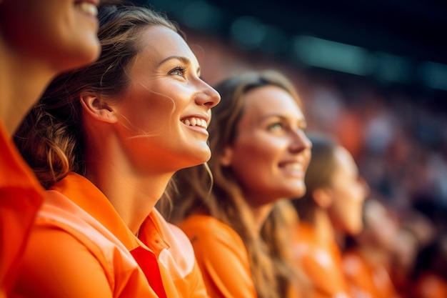 Niederländische Fußballfans in einem WM-Stadion unterstützen die Nationalmannschaft