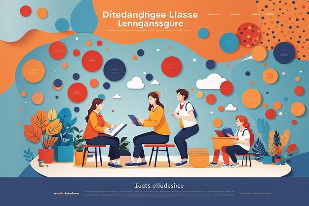 Niederländische Sprachkurse Landingpage-Vorlage mit Punkten-Design