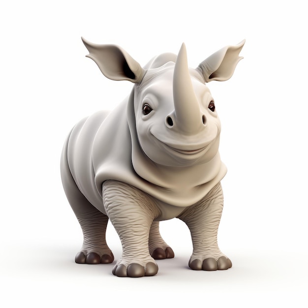 Niedlich, Nashorn, 3d, Lehm, Render, Weiß, Hintergrund