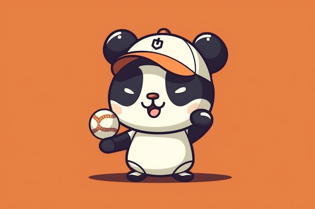 Foto niedlich, panda, spielender, baseball, karikatur, vektor, symbol, abbildung, tier, sport, symbol, begriff, isolated