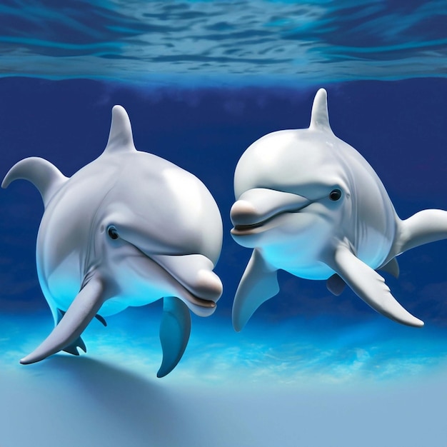 Niedliche 3D-Cartoon-Delfinfigur mit generativer KI