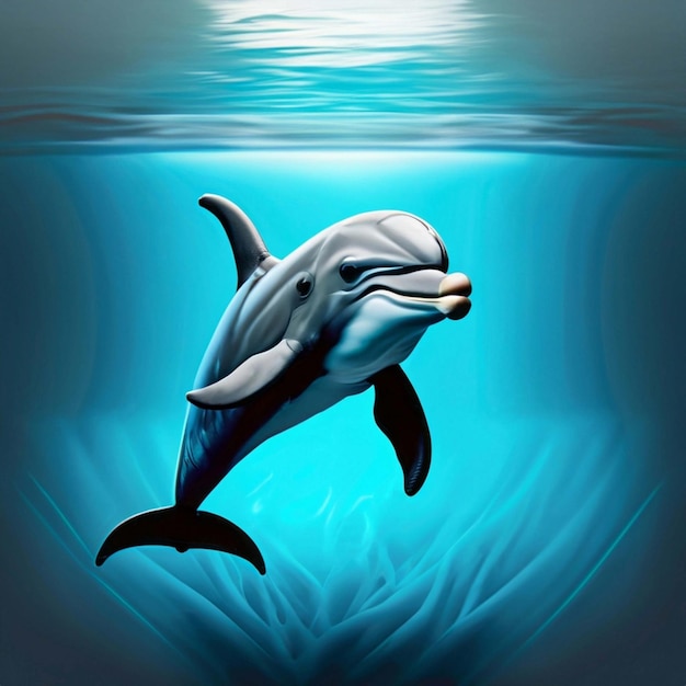 Niedliche 3D-Cartoon-Delfinfigur mit generativer KI