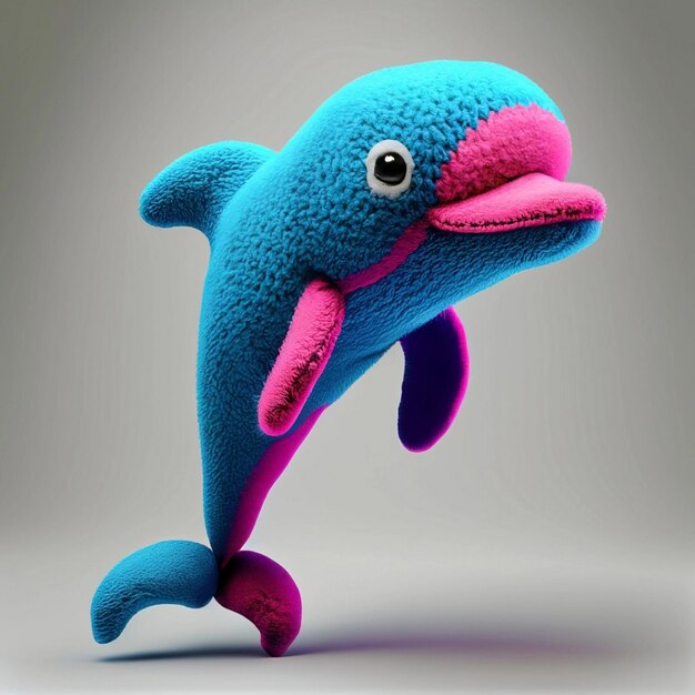 Foto niedliche 3d-cartoon-delfinfigur