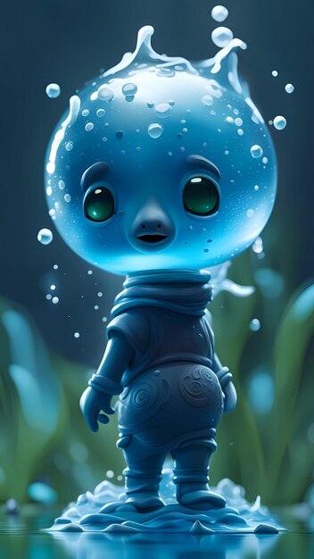 Niedliche 3D-Wasser-Cartoon-Figur-Illustration