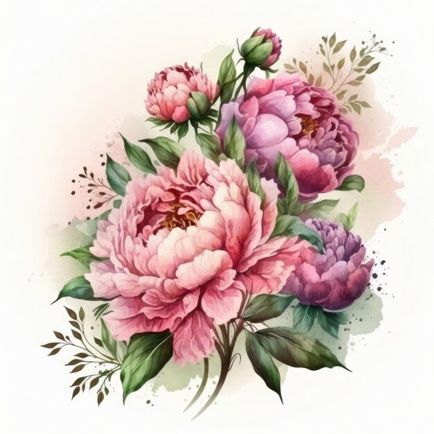 Niedliche Aquarell-natürliche Blumen-Illustration Generative AIxD