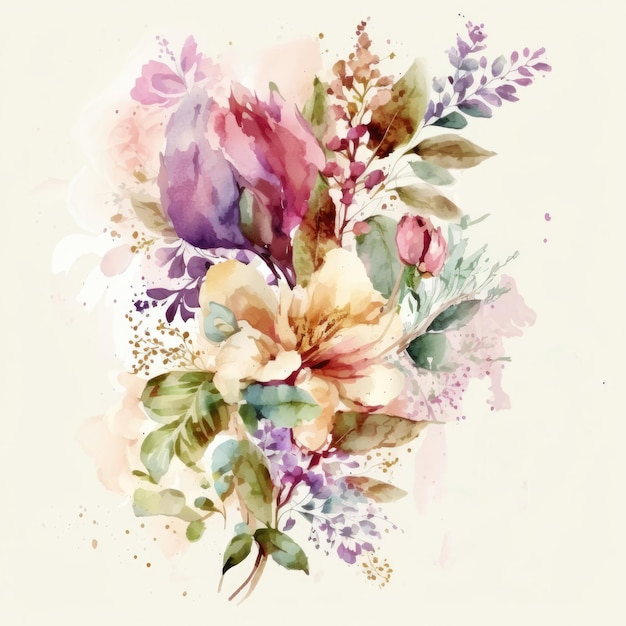 Niedliche Aquarell-natürliche Blumen-Illustration Generative AIxD