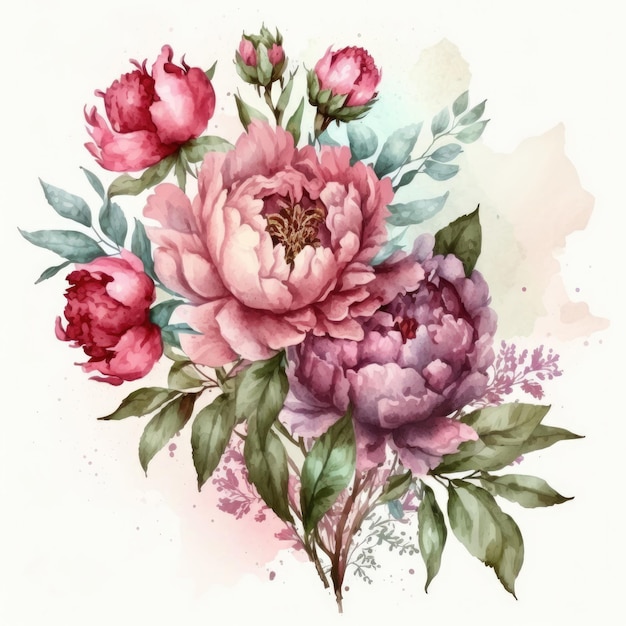 Niedliche Aquarell-natürliche Blumen-Illustration Generative AIxD