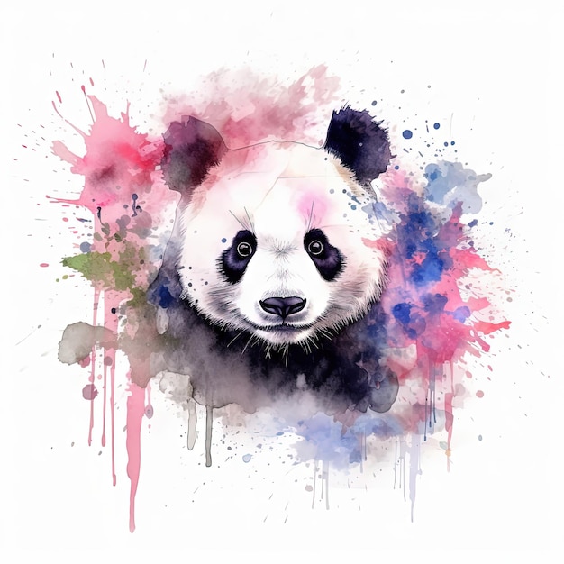 Niedliche Aquarell-Panda-Illustration AI GenerativexA