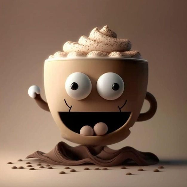 Niedliche Cartoon-Cappuccino-Figur