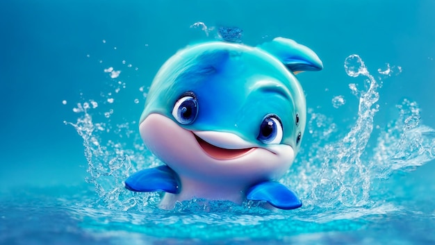 Niedliche Cartoon-Delphin-Wassertropfen