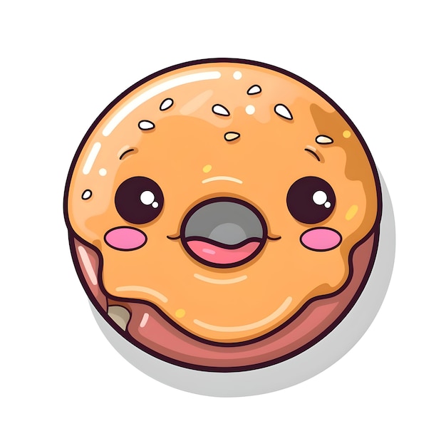 Niedliche Donut-Figur mit Augen- und Mundvektorillustration