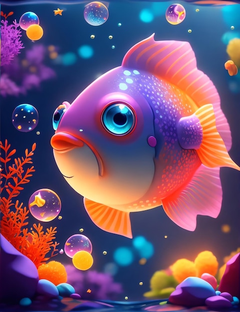 Niedliche, entzückende Fisch-Illustration