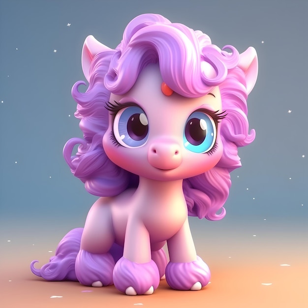 Niedliche Fantasy-Pony-Einhorn-3D-Darstellung