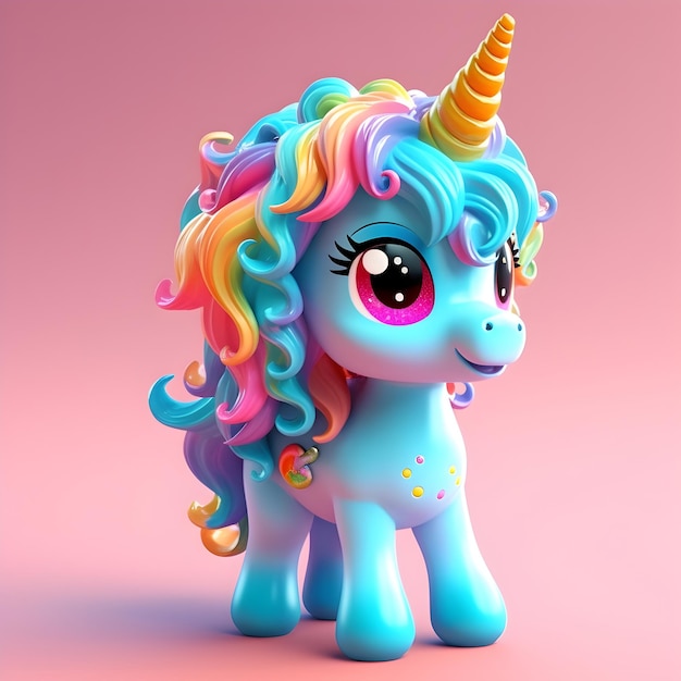 Niedliche Fantasy-Pony-Einhorn-3D-Darstellung