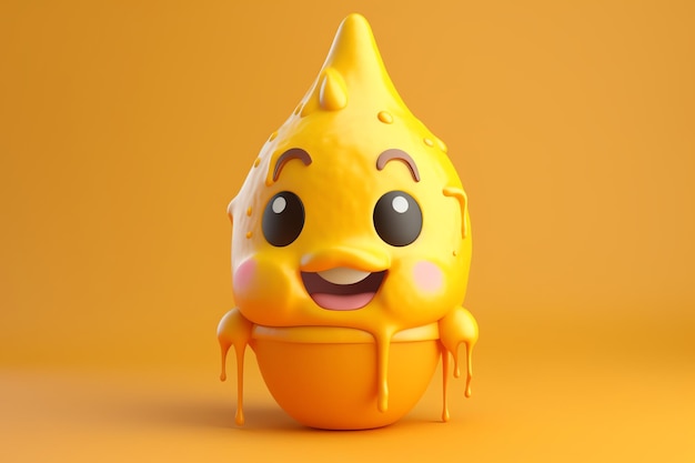 Niedliche gelbe Eiscremefigur 3D-Illustration