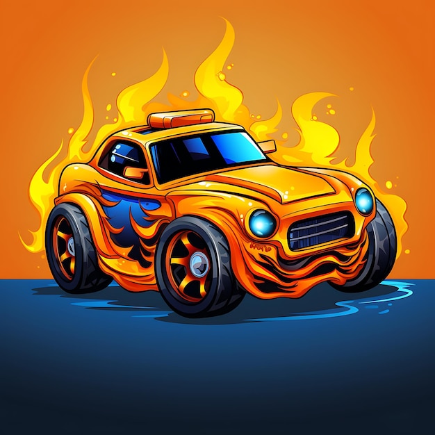 Niedliche Hot-Wheels-Spielzeugvektorillustration für T-Shirt-Design, Stocker-Logo-Banner usw