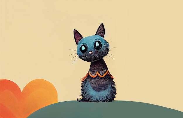 Niedliche kleine Tierillustration von Cat Kitty für Kinderkinderbuch in der Aquarellmalerei-Kunst