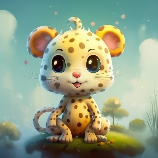 Niedliche Leoparden-Kinderbuchillustration, generative KI