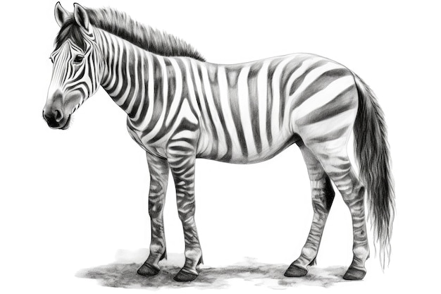 Niedliche Quagga-Zeichnung auf weißem Hintergrund, generative KI